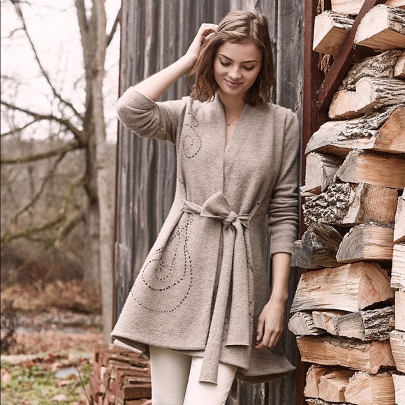 Anthropologie Jackets & Blazers - Anthropologie embroidered boiled wool sweater coat